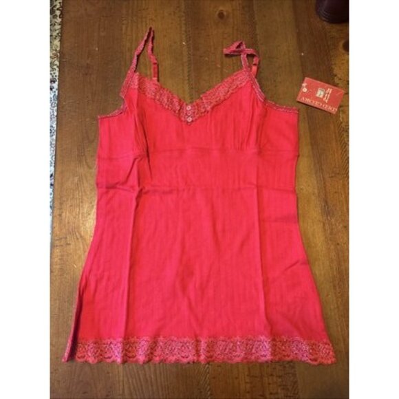 Retro Faded Glory Red Rib Lace Tank Size Large New Old Stock 90s2000 - Picture 2 of 8